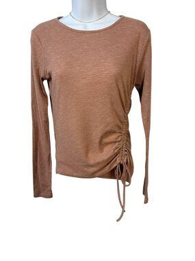 Zengjo Dusty Rose Asymmetrical Ruched top Small Drawstring Hem Stretch